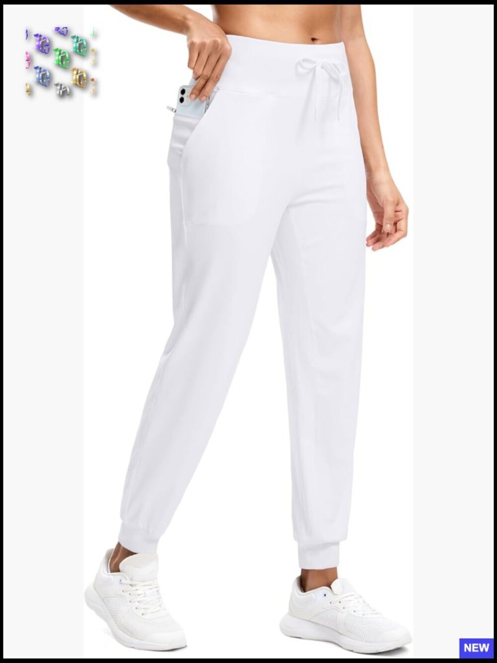High Waisted Joggers with Zip Pockets Drawstring Tapered Sweatpants Workout